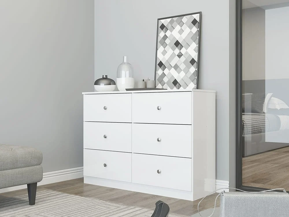 Seconique Seconique Denver White Gloss 3+3 Drawer Chest of Drawers
