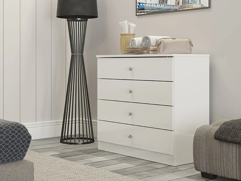 Seconique Seconique Denver White Gloss 4 Drawer Chest of Drawers