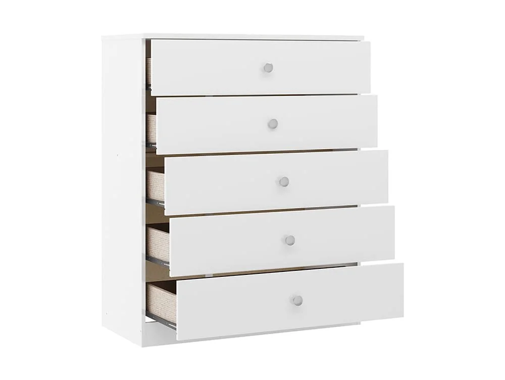 Seconique Seconique Denver White Gloss 5 Drawer Chest of Drawers