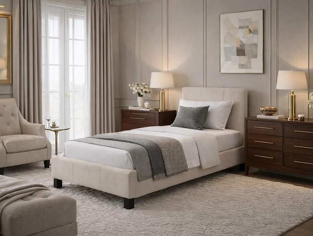 Time Living Time Living Hamburg Oatmeal Fabric Bed Frame
