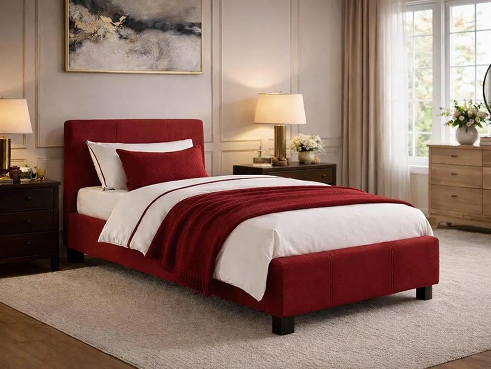 Time Living Time Living Hamburg Red Fabric Bed Frame