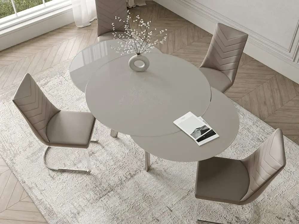Torelli Torelli Omega Taupe Glass 166cm Extendable Dining Table