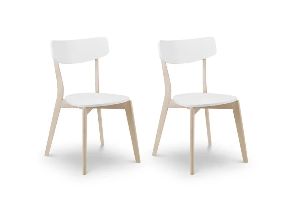 Julian Bowen Clearance - Julian Bowen Casa White and Oak Wooden Set of 2 Dining Chairs