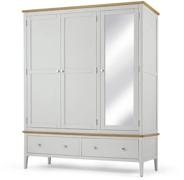 Archers Archers Cotswold Grey and Oak 3 Door 2 Drawer Mirrored Large Triple Wardrobe (Part Assembled)