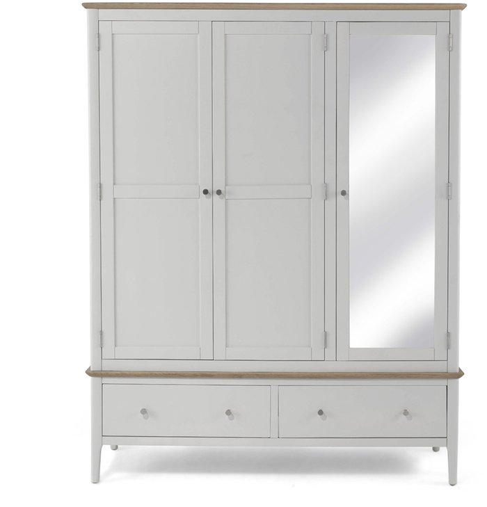 Archers Archers Cotswold Grey and Oak 3 Door 2 Drawer Mirrored Large Triple Wardrobe (Part Assembled)