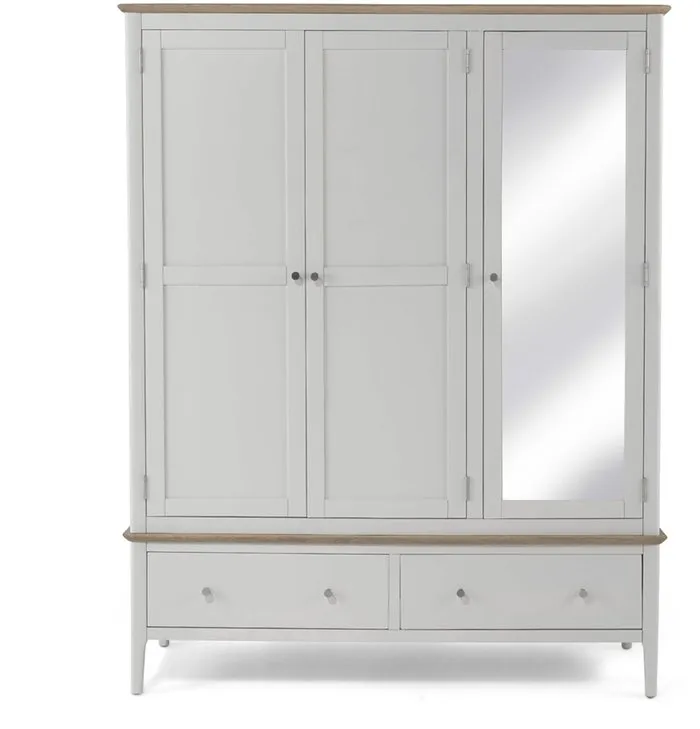 Archers Archers Cotswold Grey and Oak 3 Door 2 Drawer Mirrored Large Triple Wardrobe (Part Assembled)