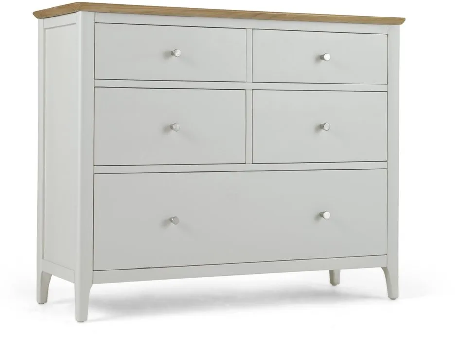 Archers Archers Cotswold Grey and Oak 5 Drawer Wide Chest of Drawers (Assembled)