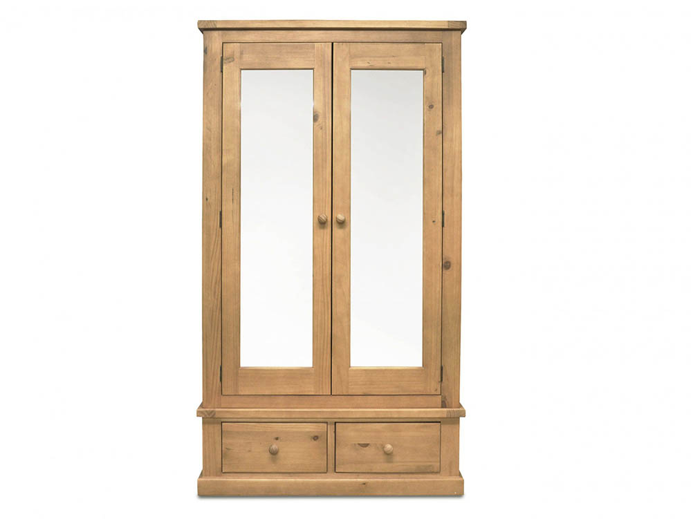 Archers Archers Langdale 2 Door 2 Drawer Pine Wooden Double Mirrored Wardrobe (Part Assembled)