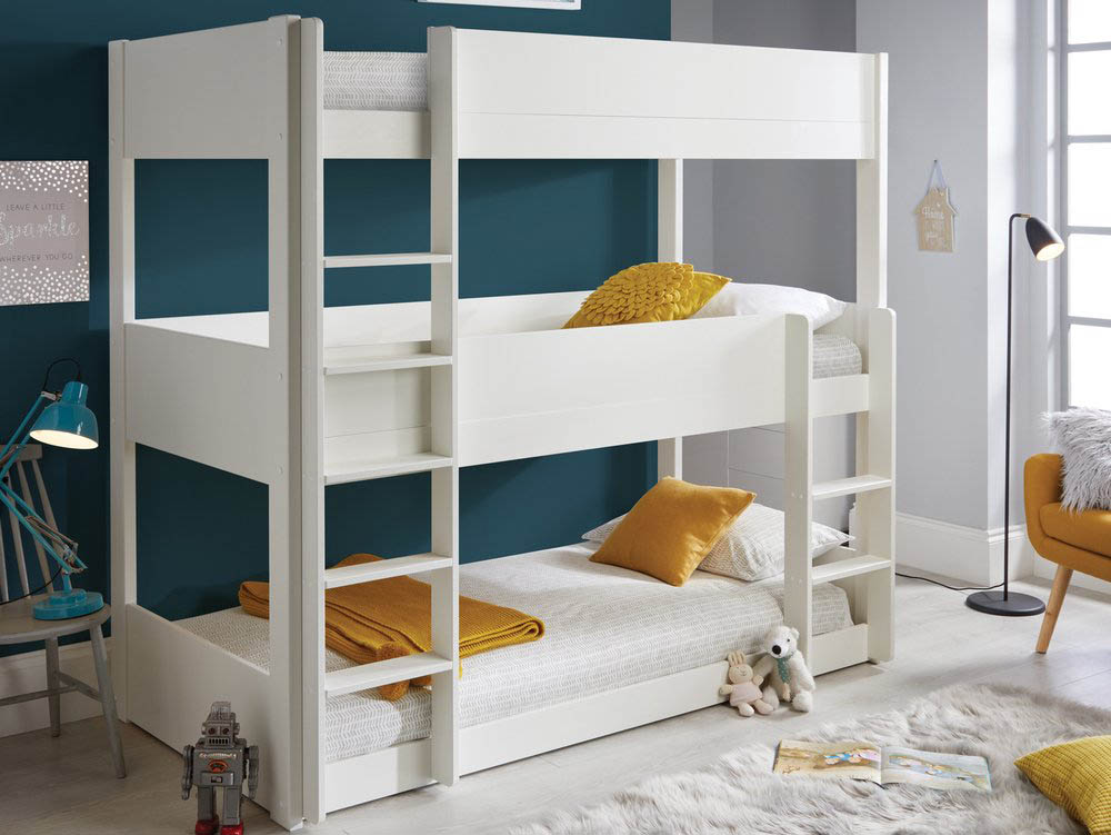 Bedmaster Snowdon 3ft White Triple, Wooden Bunk Beds With Storage Uk