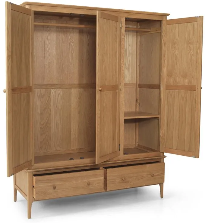 Archers Archers Windermere 3 Door 2 Drawer Oak Wooden Large Triple Wardrobe (Part Assembled)