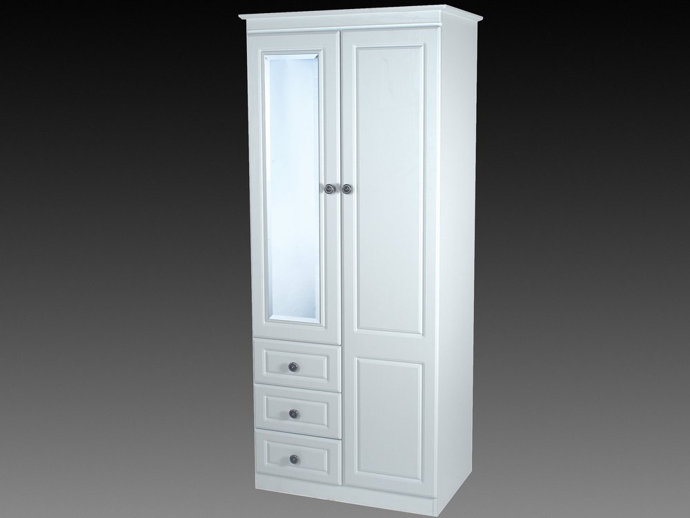 ASC ASC 2ft6 Chelsea 2 Door 3 Drawer Mirrored Double Wardrobe (Assembled)