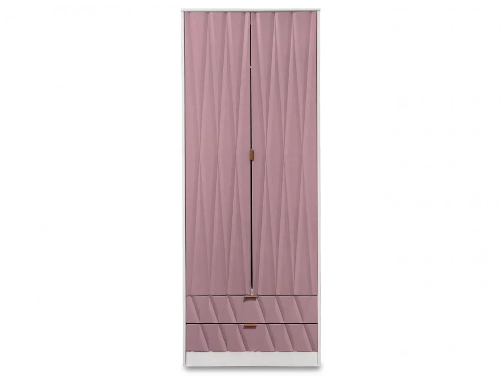ASC ASC 2ft6 Diana Kobe Pink and White 2 Door 2 Drawer Double Wardrobe (Assembled)