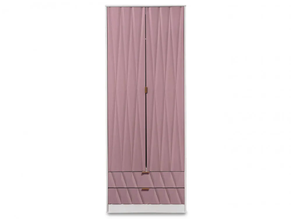 Welcome Welcome Diamond Kobe Pink and White 2 Door 2 Drawer Double Wardrobe (Assembled)