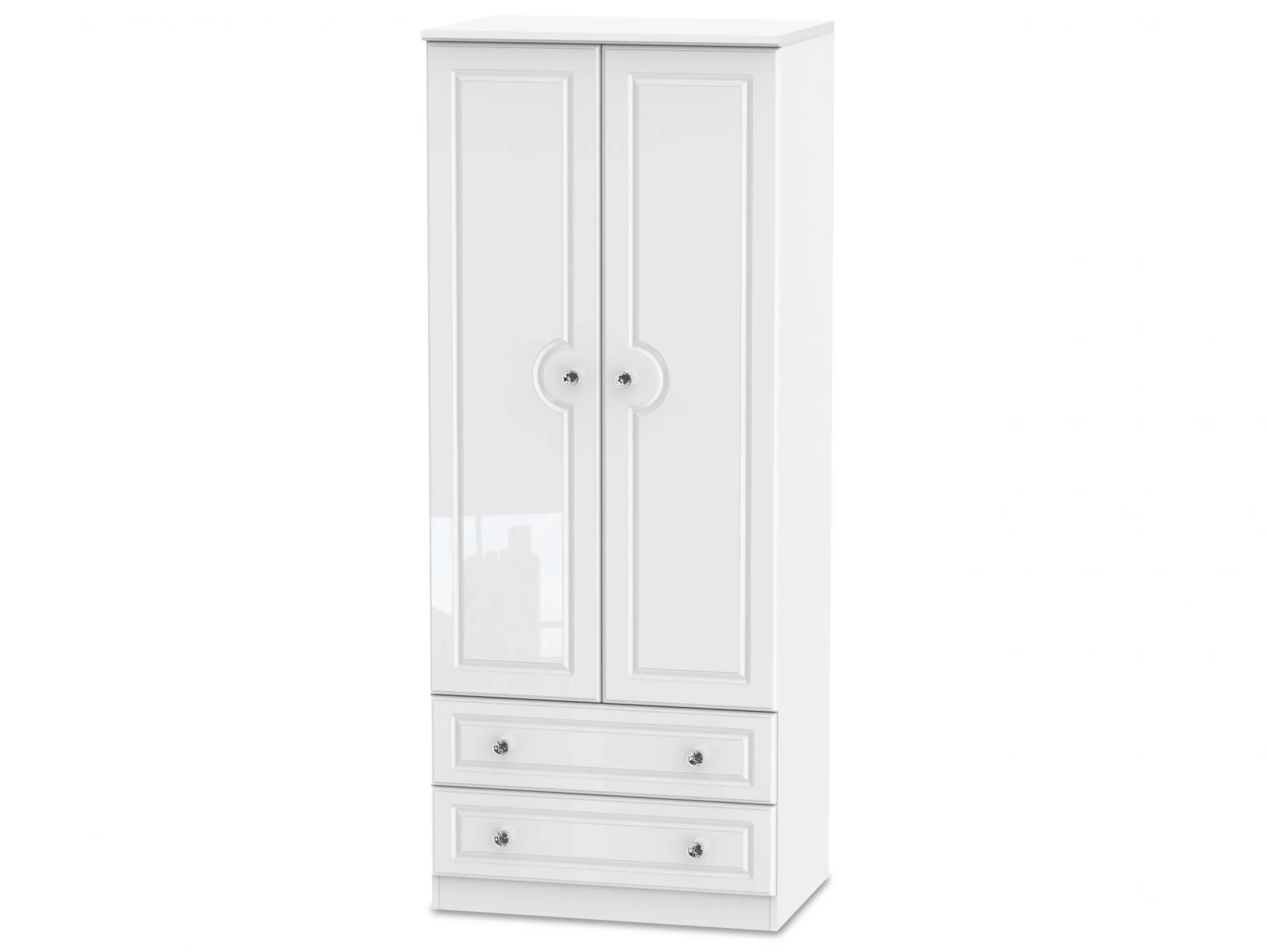 Welcome Welcome Balmoral White High Gloss 2 Door 2 Drawer Double Wardrobe (Assembled)
