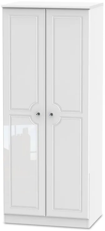 Welcome Welcome Balmoral White High Gloss 2 Door Double Wardrobe (Assembled)