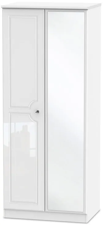 Welcome Welcome 2ft6 Balmoral White High Gloss 2 Door Mirrored Double Wardrobe (Assembled)