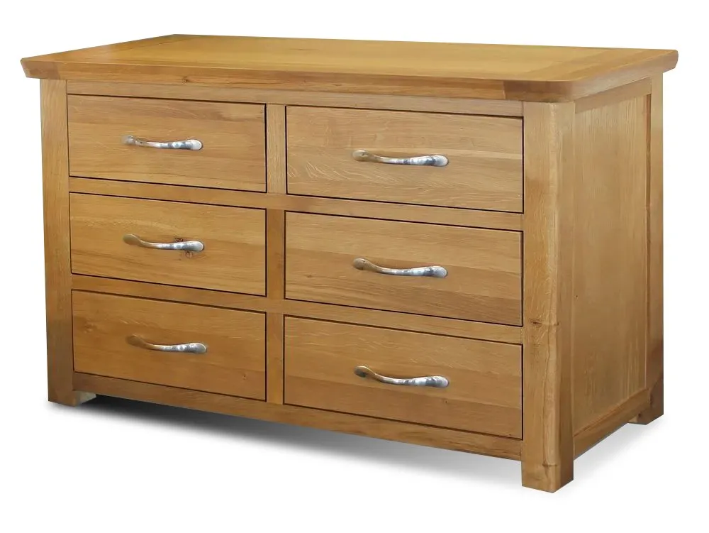 ASC ASC Austin 6 Drawer Oak Wooden Chest of Drawers (Assembled)