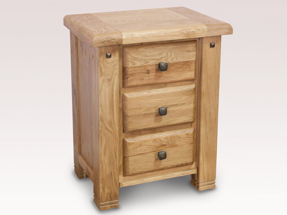 ASC ASC Balmoral 3 Drawer Oak Wooden Bedside Cabinet (Assembled)