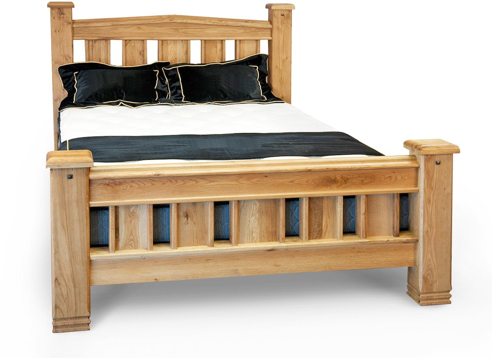 Asc Balm 5ft King Size Oak Wooden, Wooden King Size Bed With Mattress