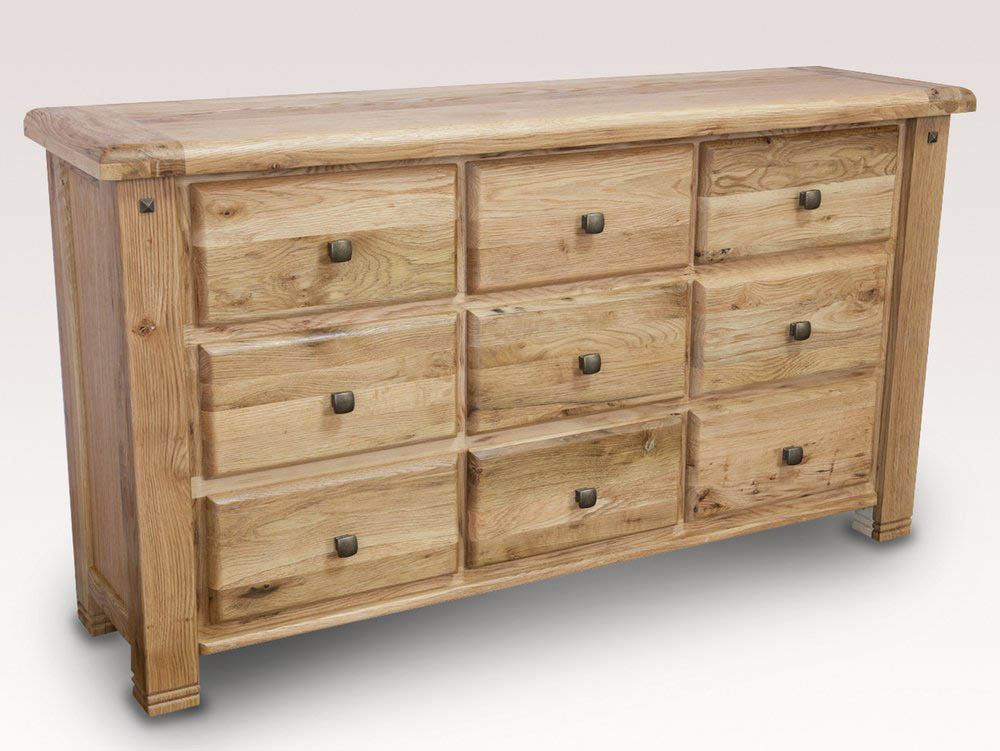 ASC ASC Balmoral 9 Drawer Oak Wooden Chest of Drawers (Assembled)