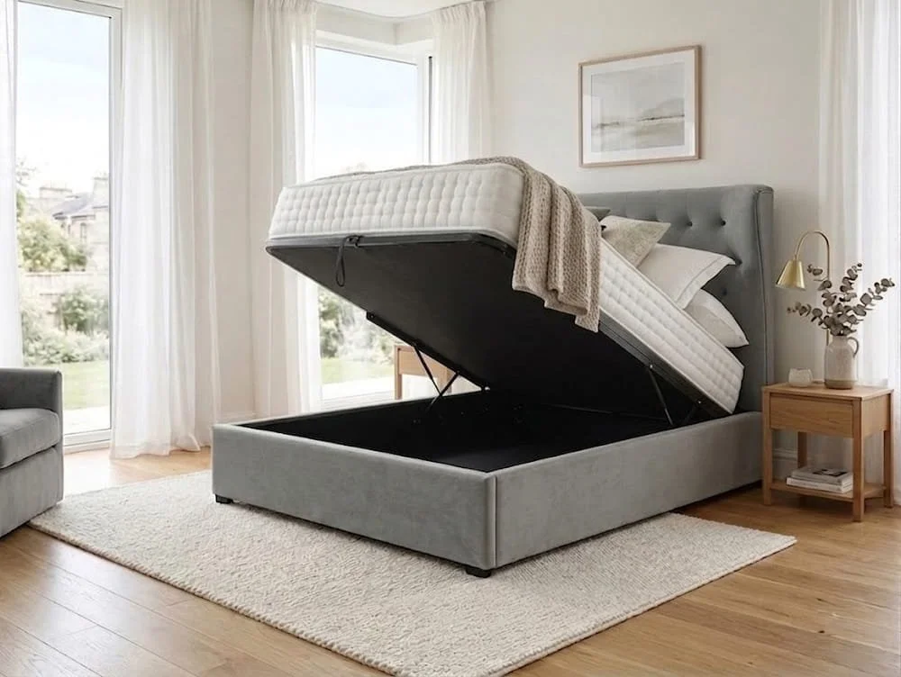 ASC ASC Belmont Grey Fabric Ottoman Bed Frame