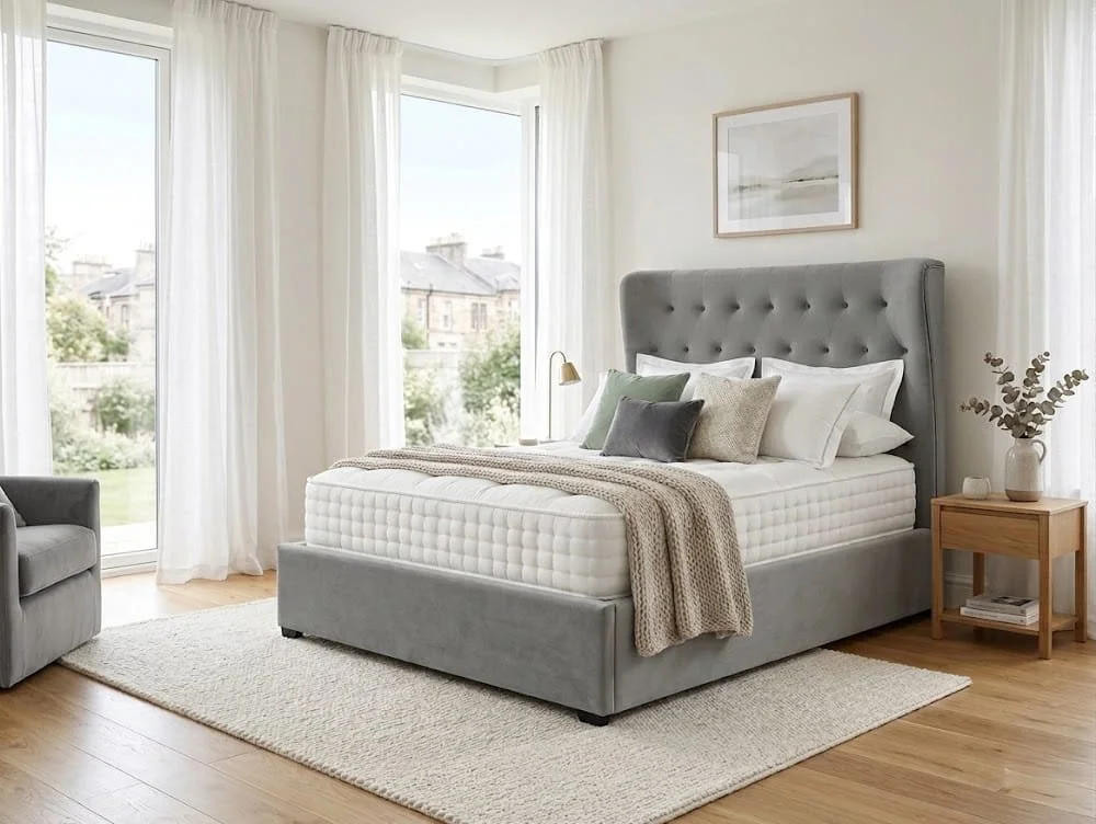 ASC ASC Belmont Grey Fabric Ottoman Bed Frame