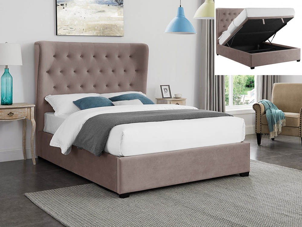 ASC ASC Belmont 5ft King Size Cappuccino Upholstered Fabric Ottoman Bed Frame