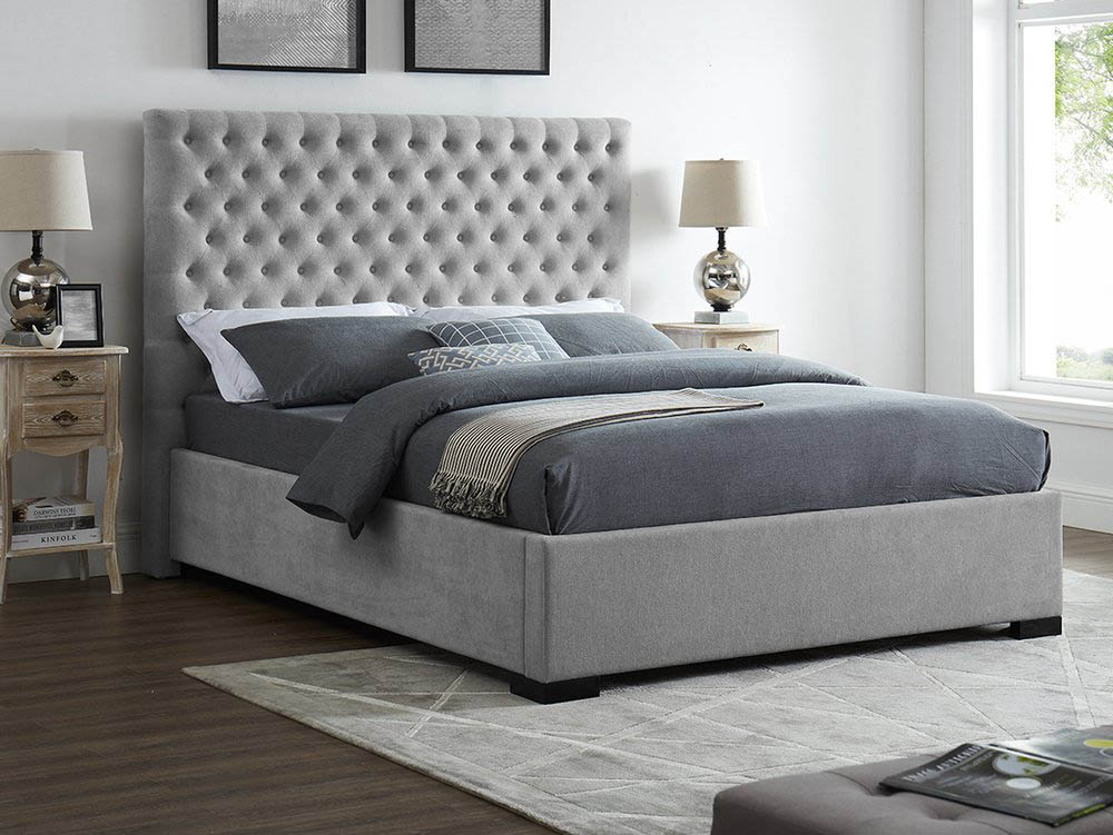 LPD LPD Cavendish 5ft King Size Grey Upholstered Fabric Bed Frame