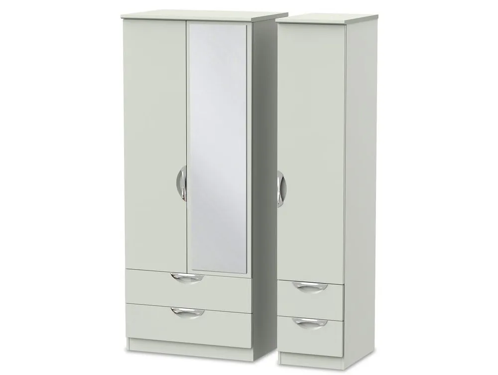 ASC ASC Corsica Kashmir High Gloss 3 Door 4 Drawer Mirrored Triple Wardrobe (Assembled)
