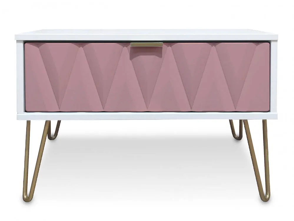 Welcome Welcome Diamond Kobe Pink and White 1 Drawer Midi Chest of Drawers (Assembled)