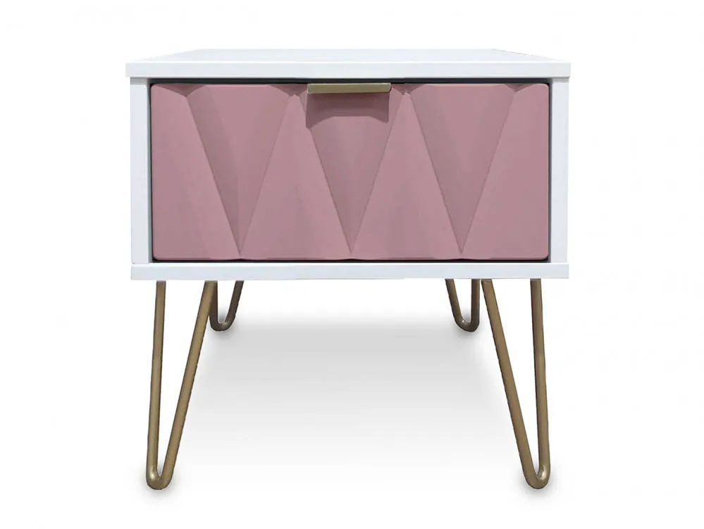 Welcome Welcome Diamond Kobe Pink and White 1 Drawer Small Bedside Table (Assembled)