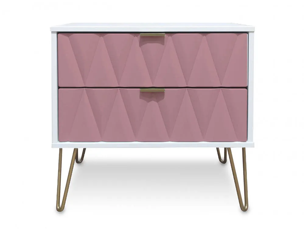 Welcome Welcome Diamond Kobe Pink and White 2 Drawer Midi Chest of Drawers (Assembled)