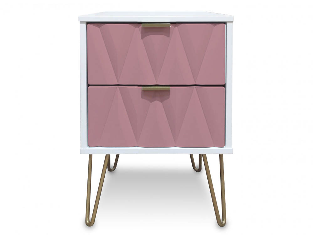 ASC ASC Diana Kobe Pink and White 2 Drawer Small Bedside Cabinet (Assembled)