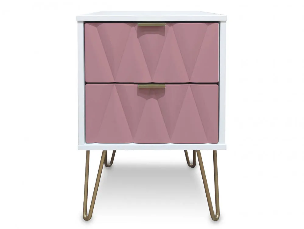 Welcome Welcome Diamond Kobe Pink and White 2 Drawer Small Bedside Table (Assembled)