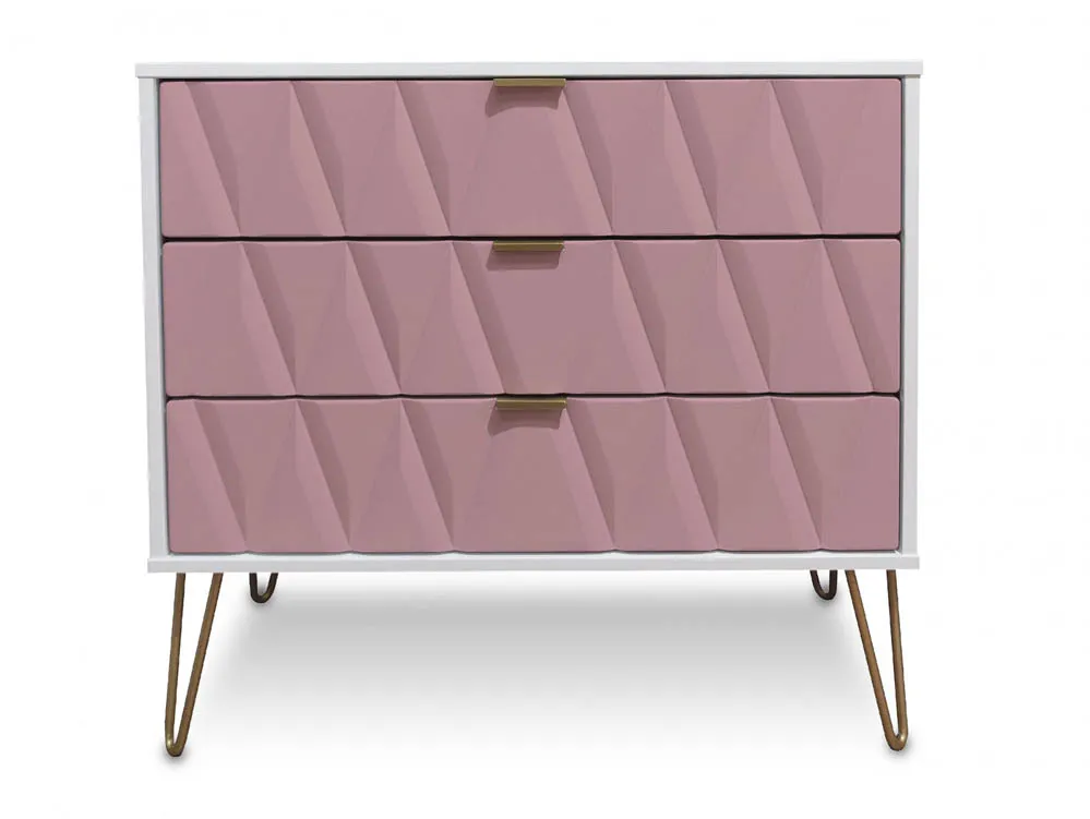 Welcome Welcome Diamond Kobe Pink and White 3 Drawer Chest of Drawers (Assembled)
