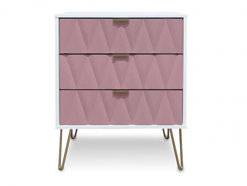 Welcome Welcome Diamond Kobe Pink and White 3 Drawer Midi Chest of Drawers (Assembled)