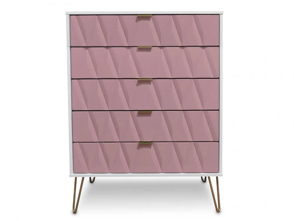 Welcome Welcome Diamond Kobe Pink and White 5 Drawer Chest of Drawers (Assembled)