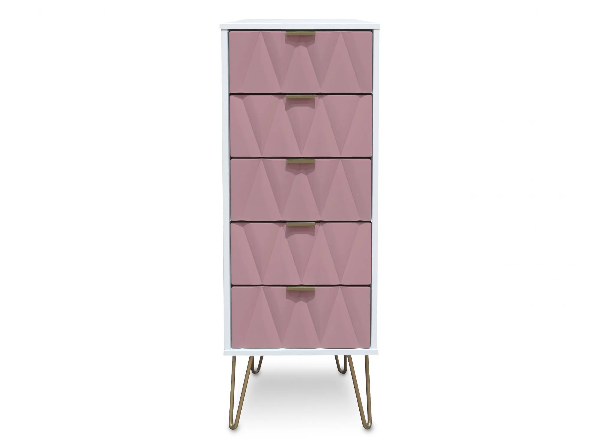 Welcome Welcome Diamond Kobe Pink and White 5 Drawer Narrow Chest of Drawers (Assembled)