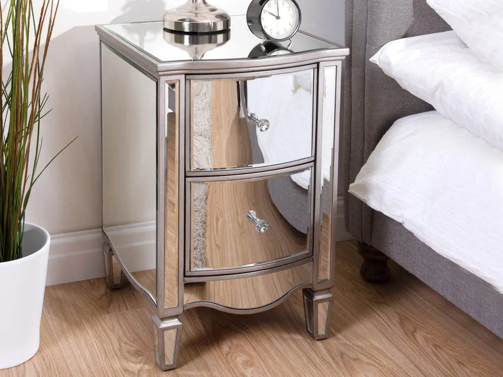 Birlea Furniture & Beds Birlea Elysee 2 Drawer Mirrored Bedside Table (Assembled)
