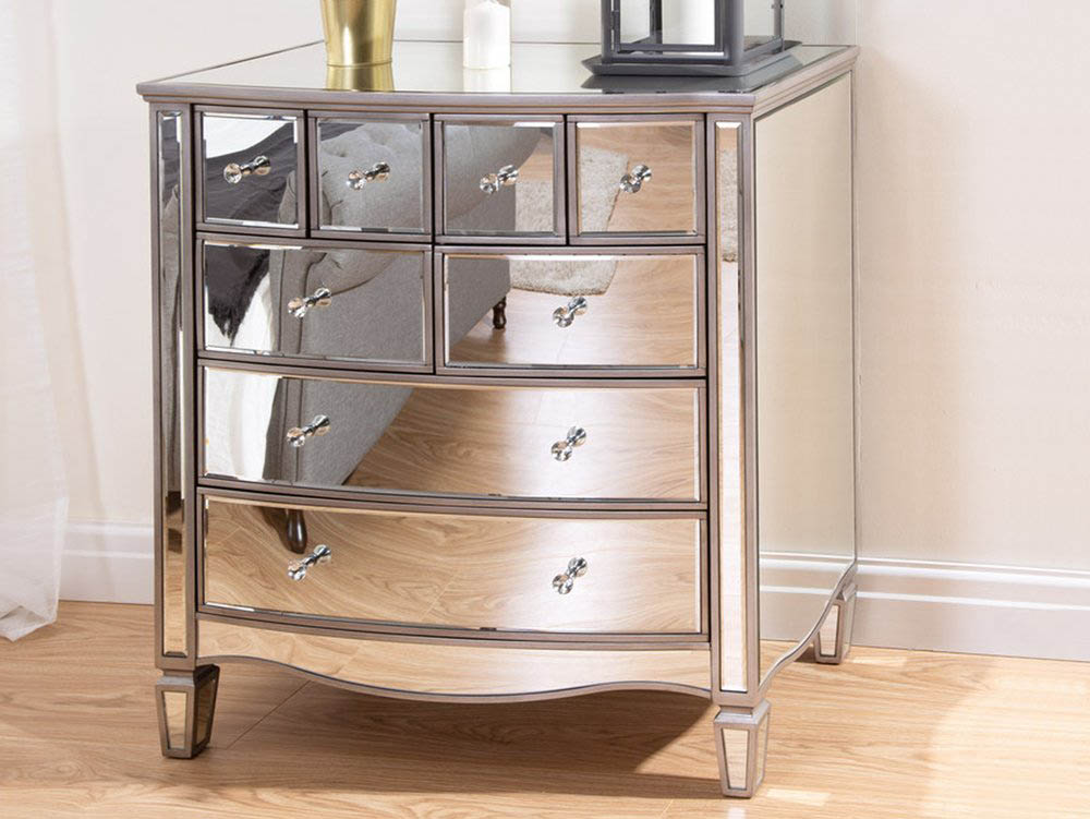 Drawer Merchant Mirrored Chest, Mirrored Chest Of Drawers Furniture