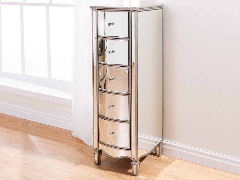 Birlea Birlea Elysee 5 Drawer Narrow Mirrored Chest of Drawers (Assembled)