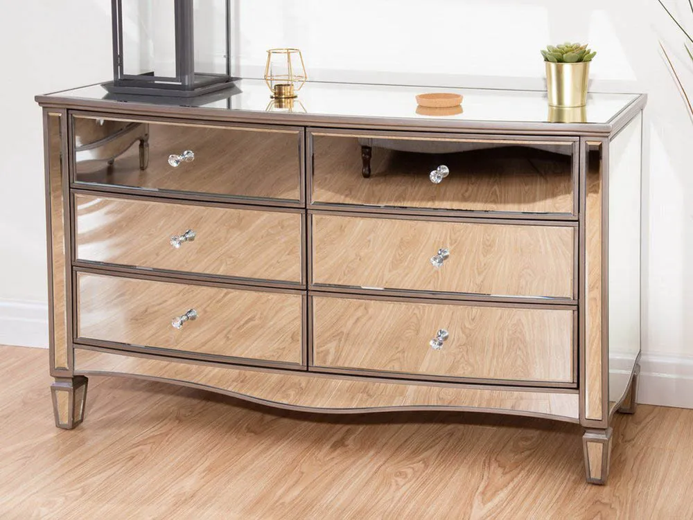 Birlea Furniture & Beds Birlea Elysee 6 Drawer Mirrored Chest of Drawers (Assembled)