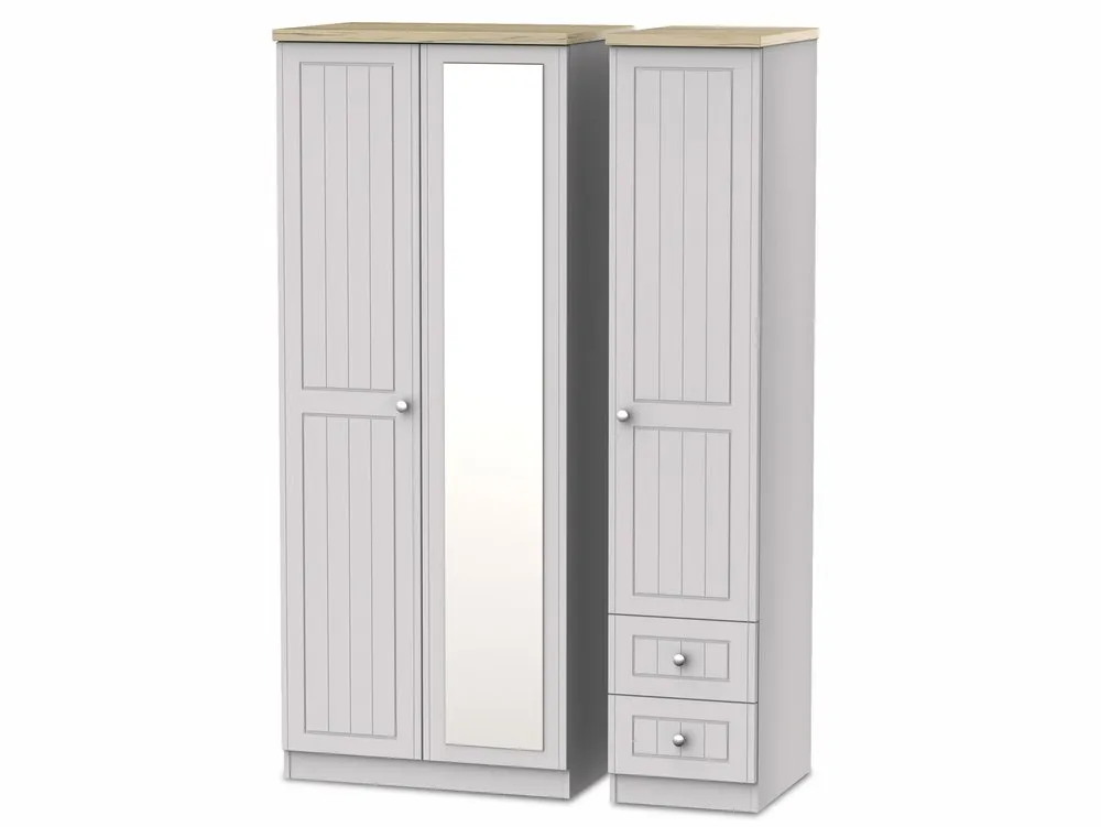 Welcome Welcome Vienna 3 Door 2 Drawer Mirrored Triple Wardrobe (Assembled)