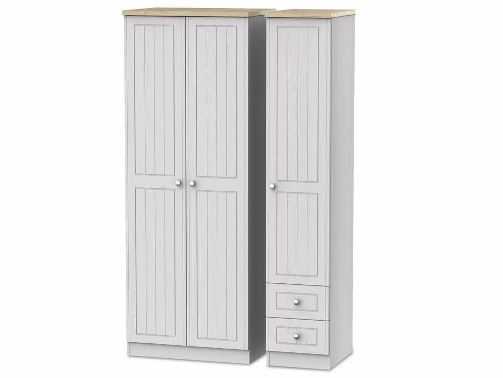 Welcome Welcome Vienna 3 Door 2 Small Drawer Triple Wardrobe (Assembled)