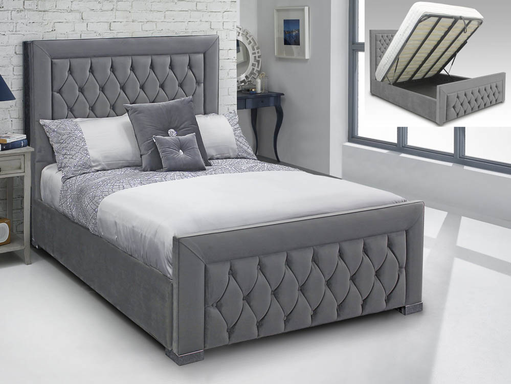 ASC ASC Harley 5ft King Size Upholstered Fabric Ottoman Bed Frame