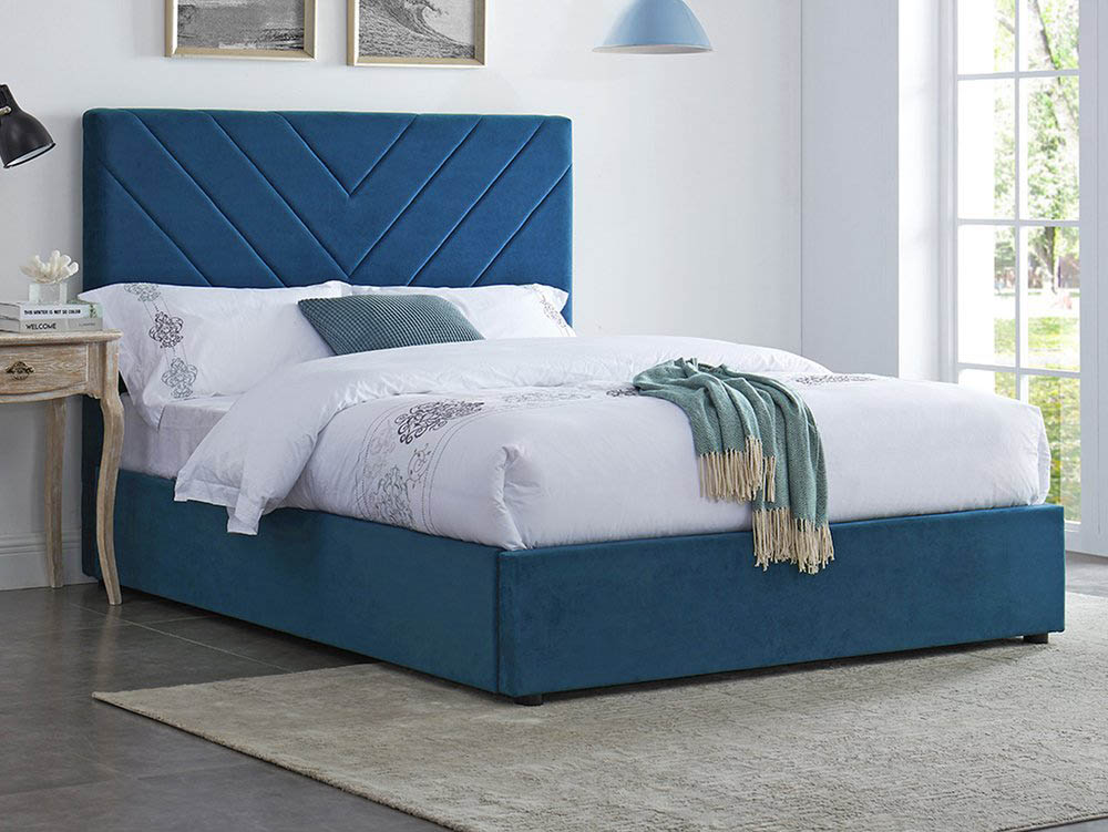 LPD LPD Islington 4ft6 Double Blue Upholstered Fabric Bed Frame