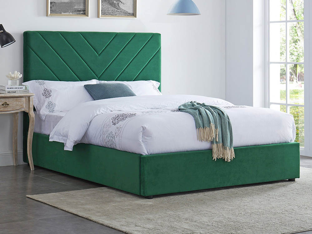 LPD LPD Islington 5ft King Size Green Upholstered Fabric Bed Frame