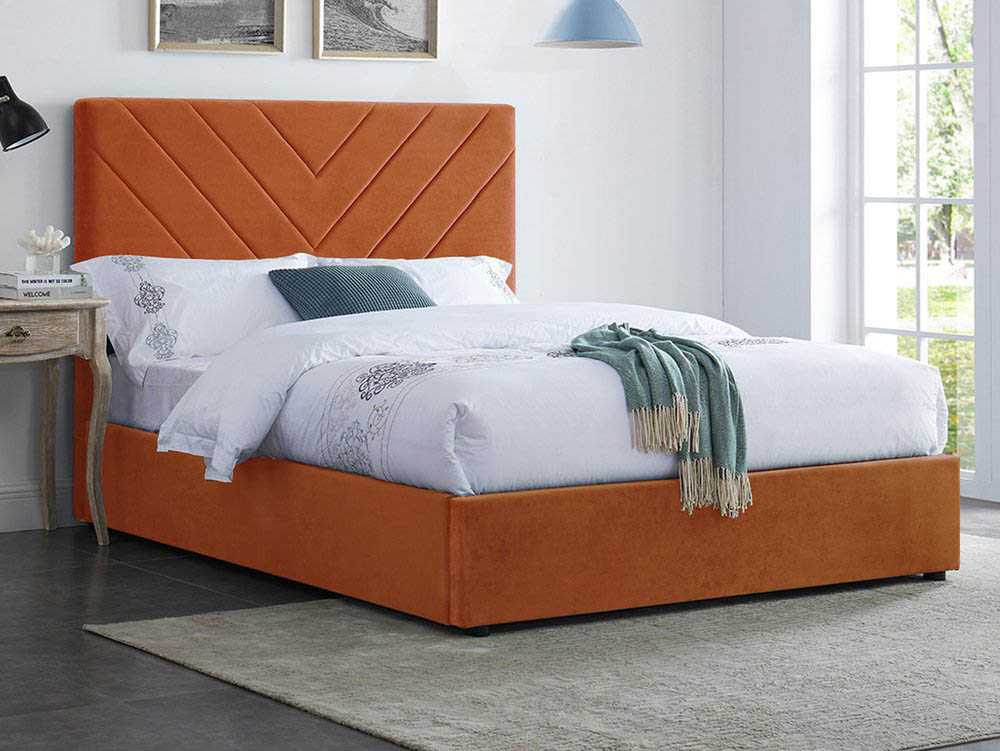 LPD LPD Islington 5ft King Size Orange Upholstered Fabric Bed Frame