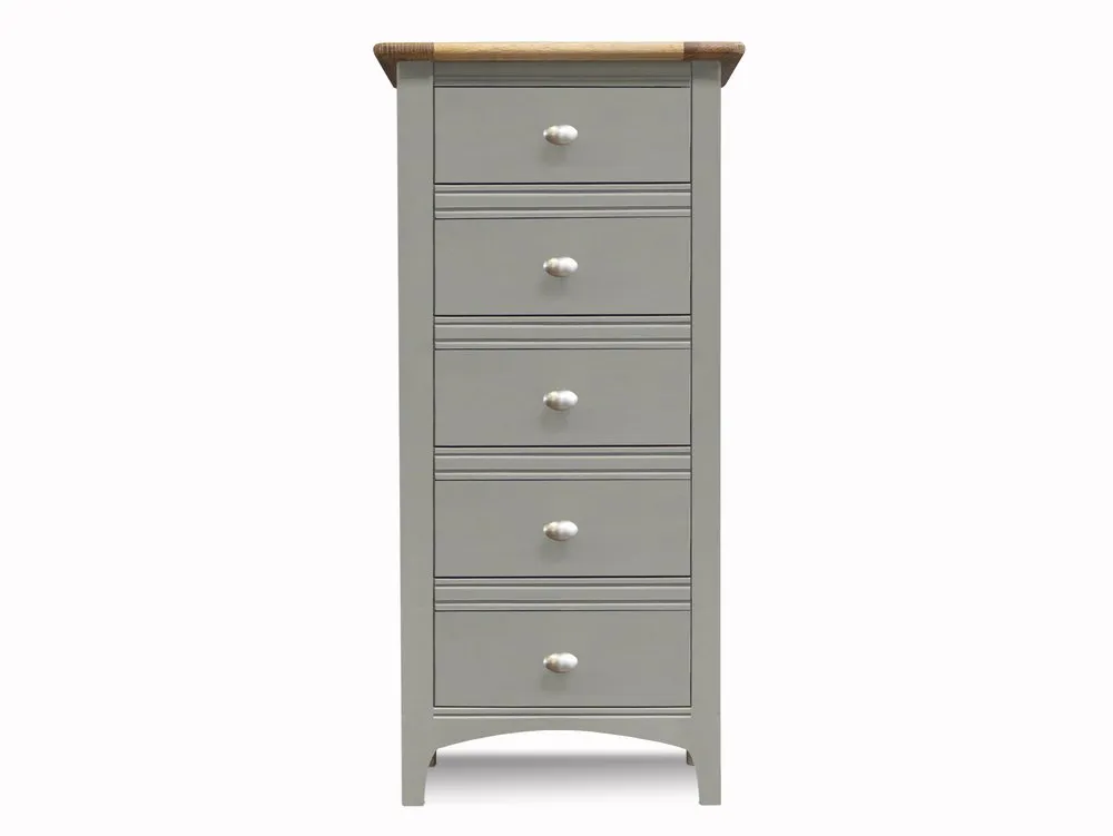 ASC ASC Larrissa Grey and Oak 5 Drawer Wooden Narrow Chest of Drawers (Assembled)
