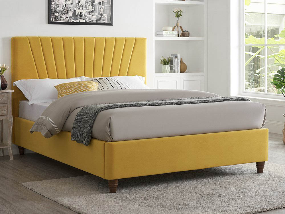 LPD LPD Lexie 5ft King Size Mustard Upholstered Fabric Bed Frame